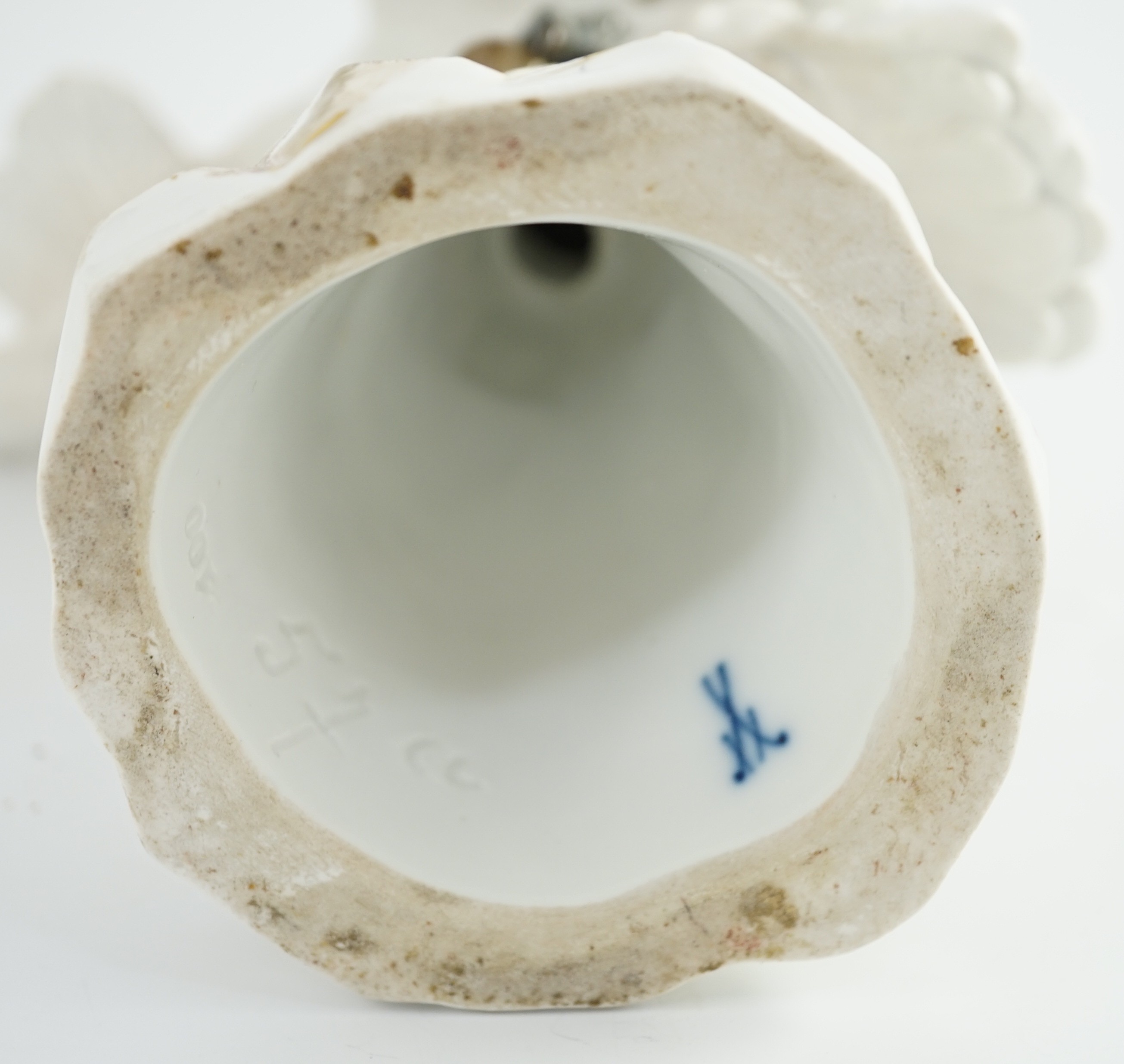 A Meissen figure of a cockatoo, late 19th century, 21.5cm high, chip to crest